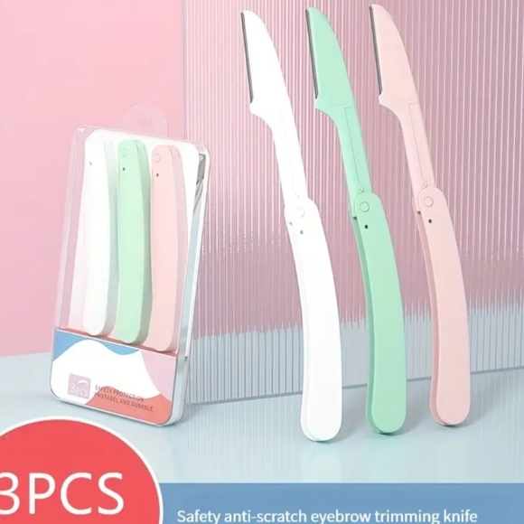 3pc 🩷 Anti-Scratch, Folable, Portable Eye Brow Trimming Kit (pink) ☆》NWT《☆ - Picture 2 of 6